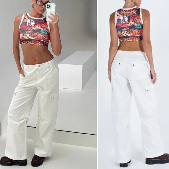 Princess Polly Denim - Princess Polly Cargo Y2K  Relaxed Combat Pants Cotton Relaxed Loose Size 4